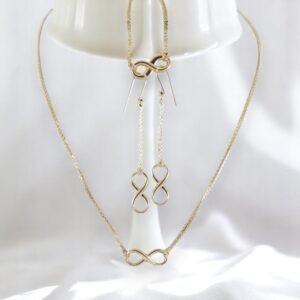Set Cadenas Manillas Aretes Infinito Oro14K